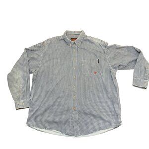 Ariat‎ Work FR Men's Checkered Button-Down Shirt XXL Navy & White